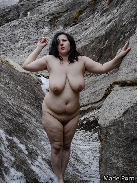 Porn Image Of Nude Woman White Black Hair Busty Saggy Tits Photo Created By AI