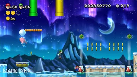 New Super Mario Bros U 4 Secret Level Frosted Glacier Fliprus Lake All Star Coins Youtube