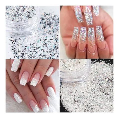 Cole O Glitter Maxi Flocos Brancos Encapsular Unhas Fibra Cor