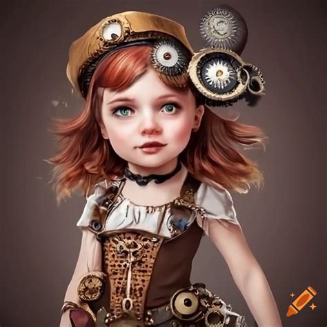 Niña sonriendo estilo steampunk