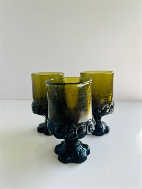 Tiffin Franciscan Madeira Olive Green Drinking Glasses Set Etsy