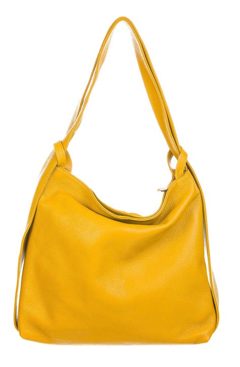 OLIVIA Borsa Zaino Pelle Morbida Colore GIALLO Made In Italy