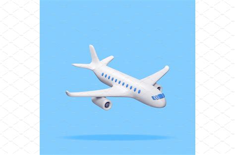 3d White Realistic Airplane Isolated Transportation Illustrations