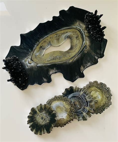 Stunning Resin Geode Serving Tray And Four Coas Folksy