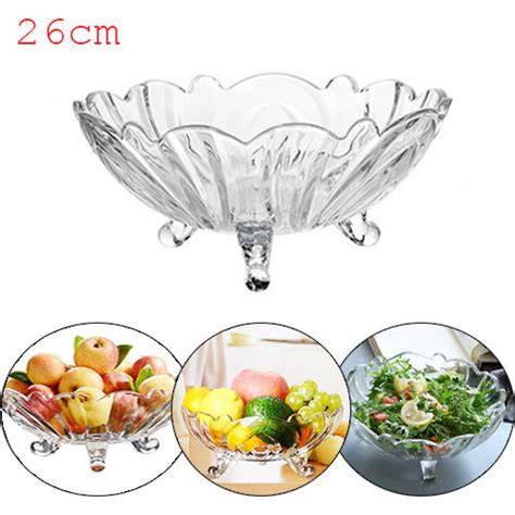 High Quality Three Legged Cm Crystal Glass Fruit Salad Bowl Plate