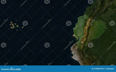 Ecuador With Galapagos Islands Highlighted Low Res Satellite Stock