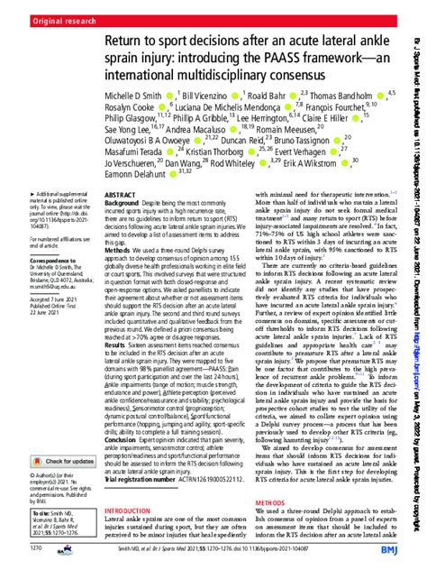 (PDF) Return to sport decisions after an acute lateral ankle sprain ...