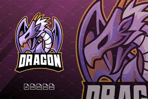 Purple Dragon Mascot Logo | Illustrator Templates ~ Creative Market