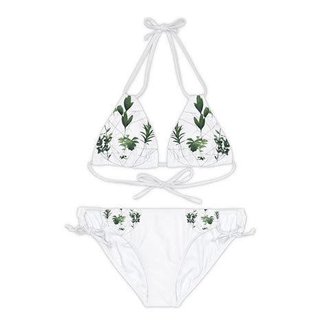Geometric Plants Strappy Bikini Set AOP Etsy
