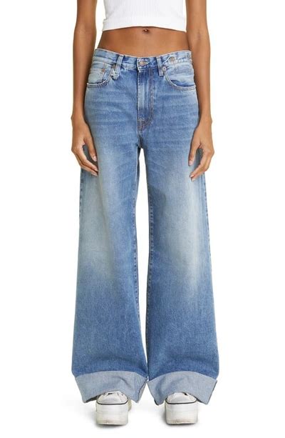 R13 Lisa Baggy High Waist Wide Leg Jeans In Blue Modesens