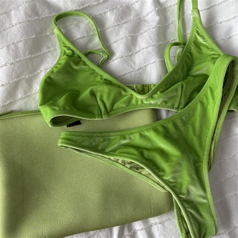 Green Velvet Triangl Bikini Set Brand New Never Depop