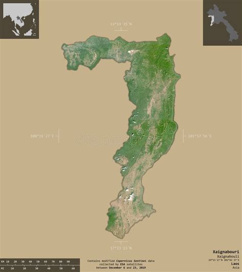 Xaignabouri Laos Composition Sentinel Satellite Stock