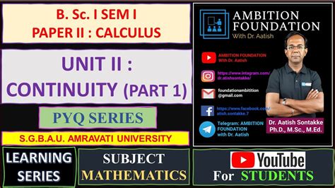 Unit Continuity Part B Sc Part Sem I Cbcs Pyq Calculus