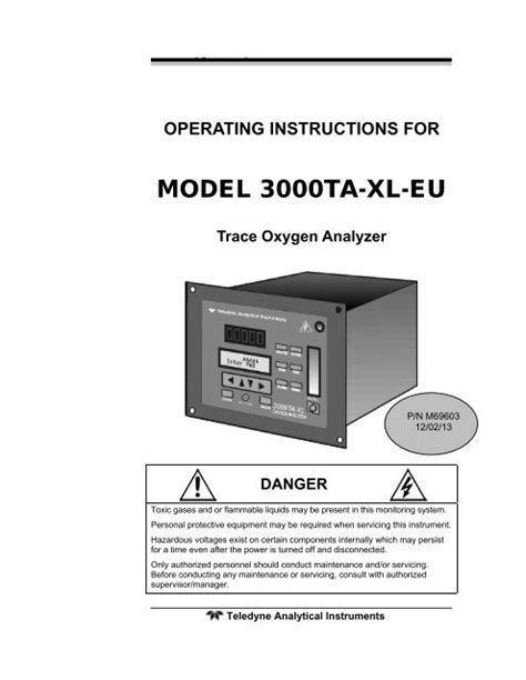 3000TA XLEU Trace Oxygen Analyzer Teledyne Analytical