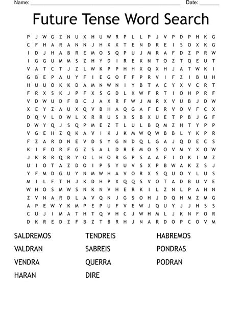 Future Tense Word Search WordMint