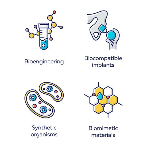 Conjunto De Iconos De Colores De Bioingenier A Biotecnolog A Para La