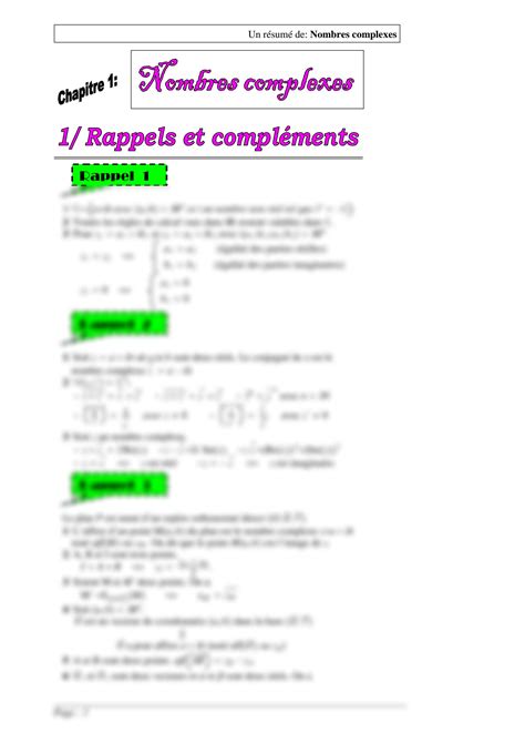 Solution Fiche Methode Nombres Complexe Studypool