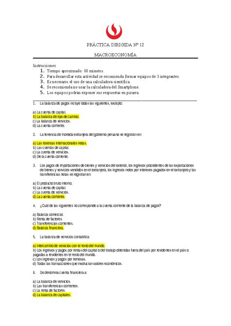 Solución PD 12 PRÁCTICA DIRIGIDA Nº 12 MACROECONOMÍA Instrucciones 1