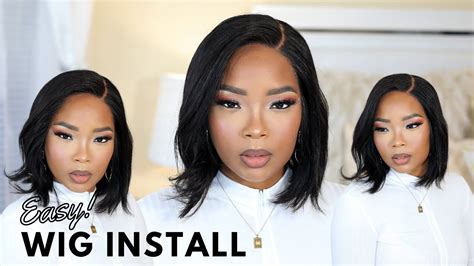 Glueless Lace Frontal Bob Wig Install Ft Luvme Hair Youtube