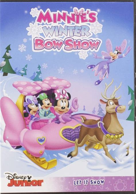 the poster for minnie's winter bow show with mickey and friends on a sleigh