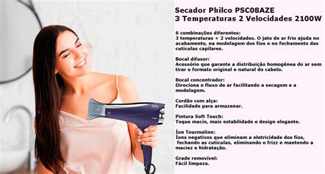 Secador De Cabelo Philco PSC08AZE Ar Frio 2 Velocidades 3