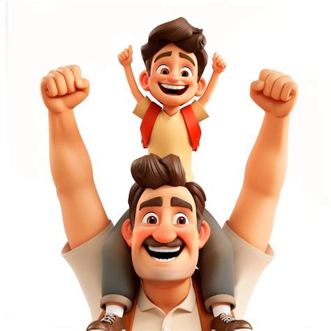 3d Cartoon Father And Son Image Premium Ai Generated Image
