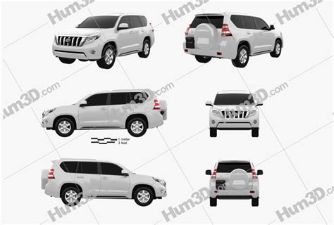 Toyota Land Cruiser Prado J150 5 Door 2016 Blueprint Template 3dmodels