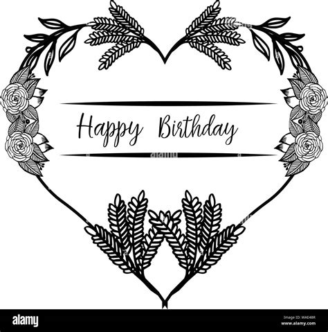 Design Wreath Frame Happy Birthday Background For Invitation Card Greeting Card Vector