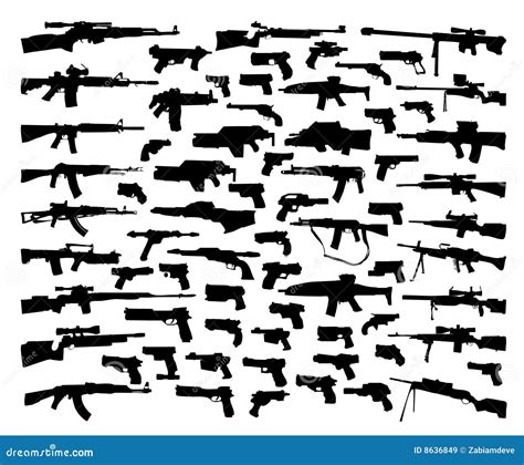 Vector Collection Of Weapon Silhouettes Stock Vector Illustration Of