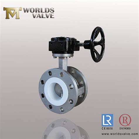 China Pn Ptfe Lined Double Flange Butterfly Valve Manufacturers Pn