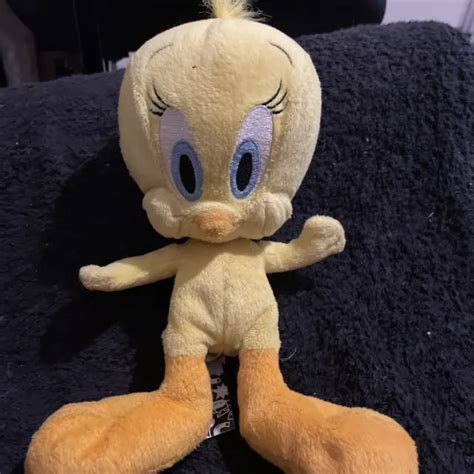 Vintage Looney Tunes Tweety Pie Soft Toy Plush Warner Bros Beanie Boots