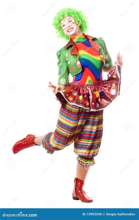 Happy Posing Female Clown Stock Photo Image Of Female