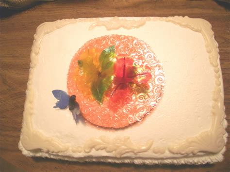 Cake With Gelatin Flowers And Gelatin Butterfly