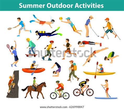 Summer Outdoor Beach Sports Activities Man Stock Vector Royalty Free