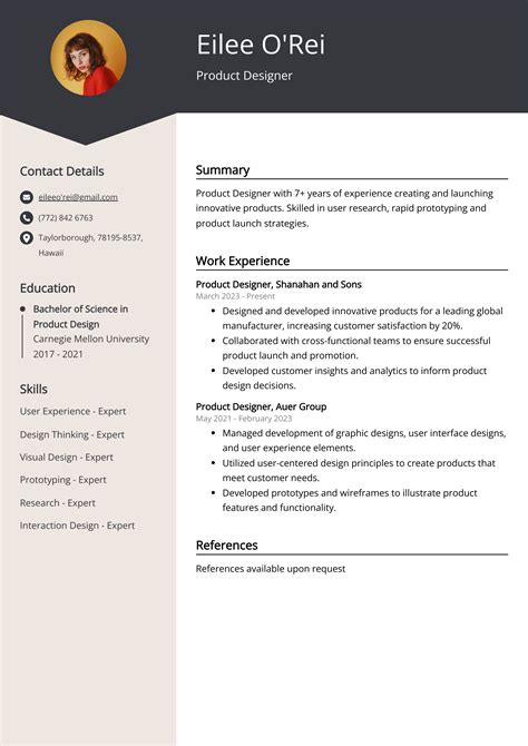 Product Designer Resume Example Free Guide