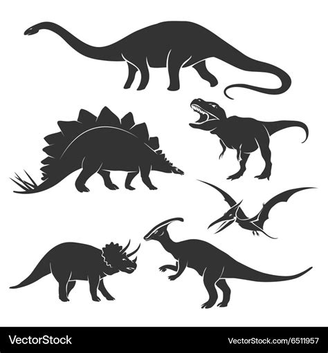 Dinosaur Silhouettes Royalty Free Vector Image