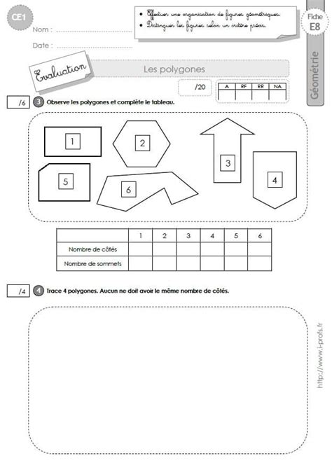 Ce1 Evaluation Les Polygones En Ce1 Cycle 2 Artofit