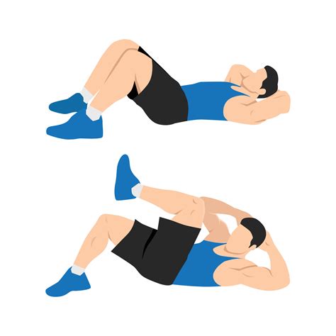 Man Doing Modified Crunches Abdominals Exercise Vector Art At