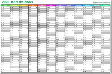 Jahreskalender 2020 Alle Meine Vorlagen De Alle Meine Vorlagen De