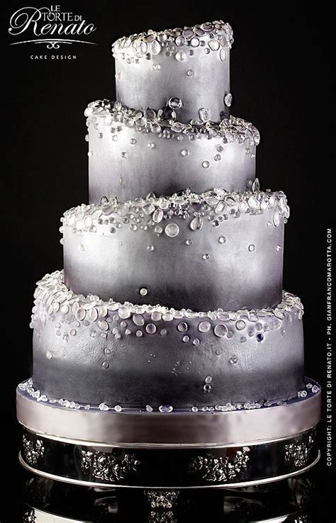 Silver Cake With Gems For Your Platinum Theme Cake Cake Design