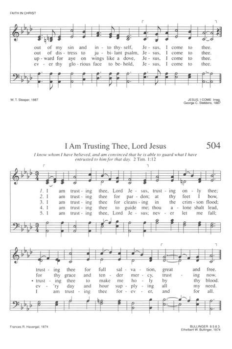 Trinity Hymnal Rev Ed 504 I Am Trusting Thee Lord Jesus