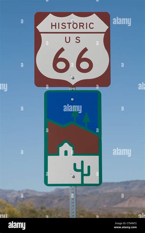 Historic Route 66 Sign near Topock, Arizona, USA Stock Photo: 49631794 ...