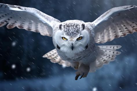 Premium Photo | A white owl flying