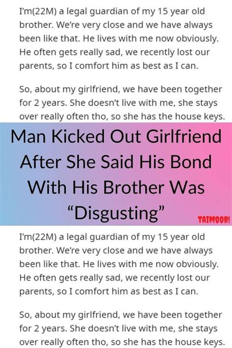 Man Kicked Out Girlfriend After She Said His Bond With His Brother Was