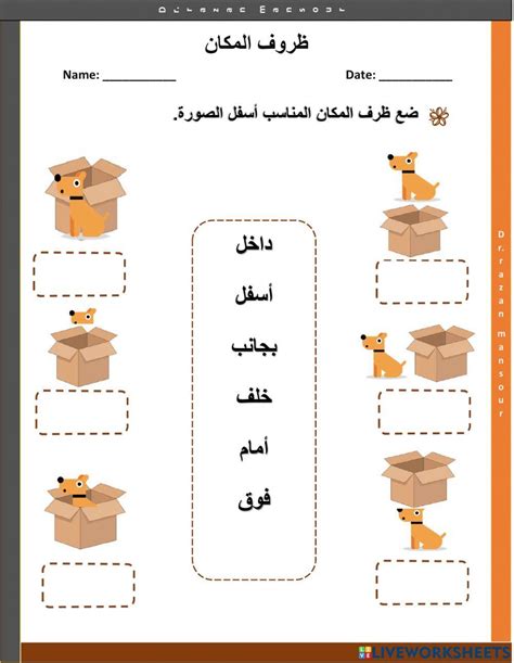 ظروف المكان Worksheet Live Worksheets