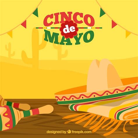 Genial Fondo Con Sombrero Y Maracas Para El Cinco De Mayo Vector Gratis