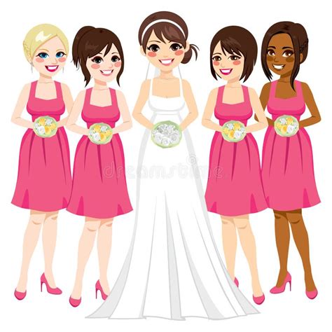 Bride And Bridesmaid Stock Vector Illustration Of Holding 70774803