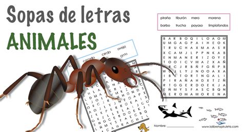 🐢 Sopas De Letras Para Niños Animales La Libreta Piruleta