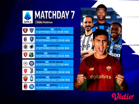 Jadwal Lengkap Serie A 2022 23 Pekan 7 Vidio