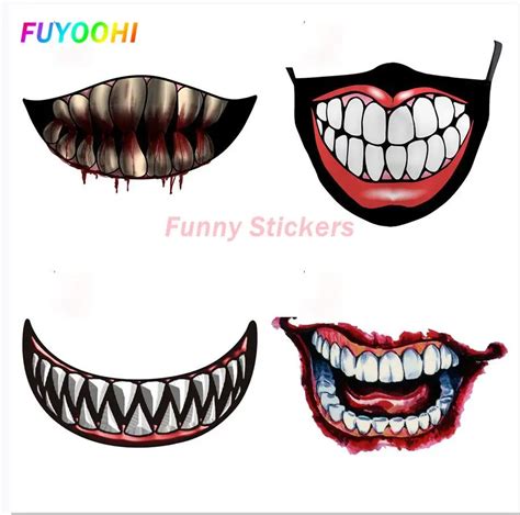 Fuyoohi Exterior Protection Funny Stickers For Scary Devil Tooth Helmet